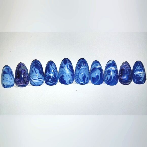 Hand crafted custom print 10pc short acrylic press on nails sz Small - Picture 5 of 7